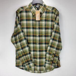 Eddie Bauer Field Flannel Long Sleeve Button Front Shirt Mens Medium M Green